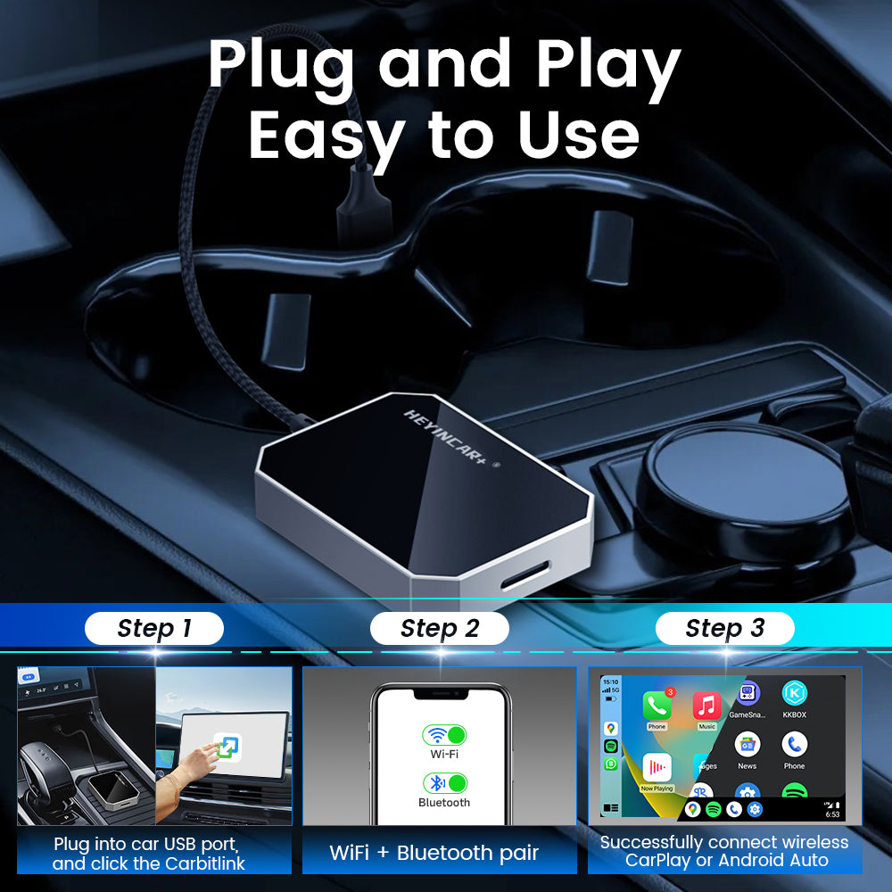 Convert Carbitlink to wireless CarPlay & Android Auto — Auto-connect, no cables